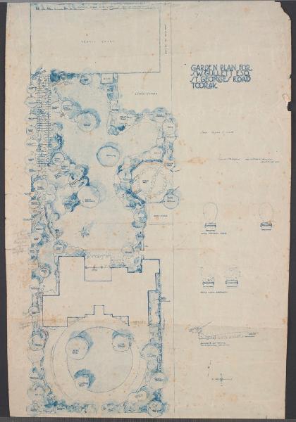 Garden plan for S W Gullett Esg, St Georges Road, Toorak. Edna Walling, 1926