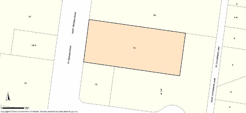 Recommended extent of heritage overlay for 14 St Georges Road, Toorak.