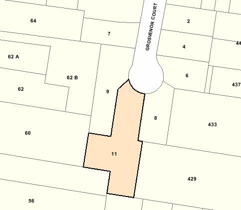 Recommended extent of heritage overlay for 11 Grosvenor Court, Toorak.