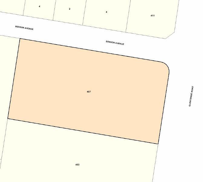 Recommended extent of heritage overlay for 407 Glenferrie Road, Malvern.