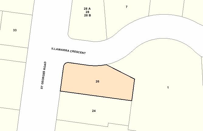 Recommended extent of heritage overlay for 26 St Georges Road, Toorak.