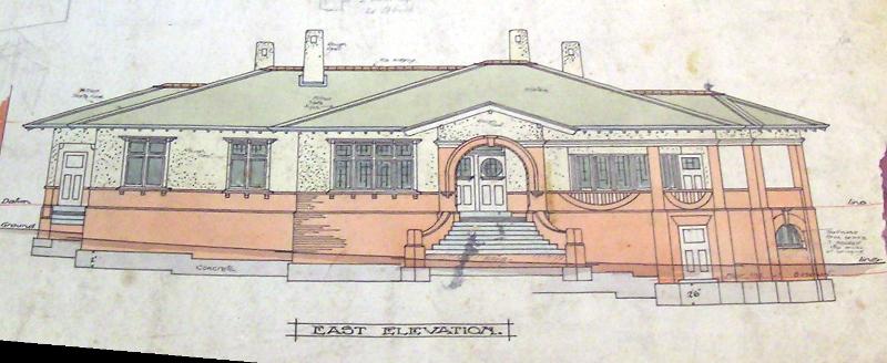 Laird &amp; Buchan, Original east elevation drawing, 1914, Geelong Library &amp; Heritage Centre, GRS 401, Env. H22.