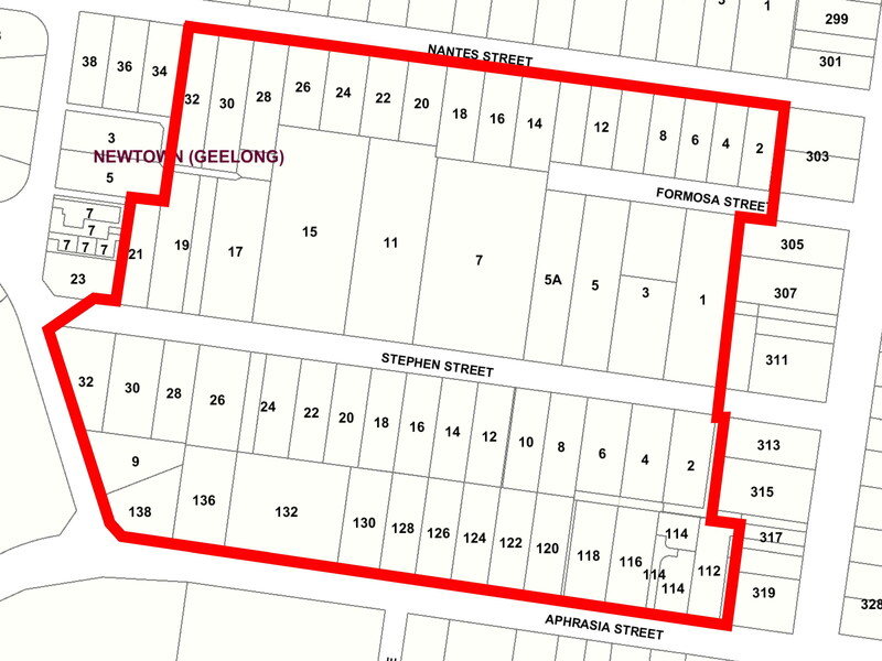 Newtown West Precinct. Source: Interactive Map at Land Channel http://services.land.vic.gov.au/maps/interactive.jsp