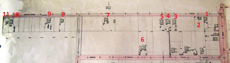Figure 7: Geelong Waterworks &amp; Sewerage Trust Detail Plan No. 143, c.1915, Geelong Library &amp; Heritage Centre. 11. 65 Upper Skene Street. Built in early 1850s for Henry Pither. Later Owned by Charles &amp; Minna Ibbotson, and then William Maxwell.