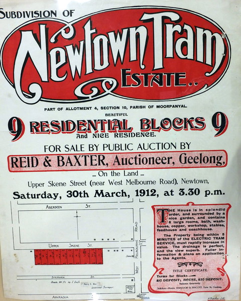 Figure 8: 'Newtown Tram Estate', 30 March 1912. Source: Alfred Deakin Library, Deakin University, 333.337099452 Gre/Pos.