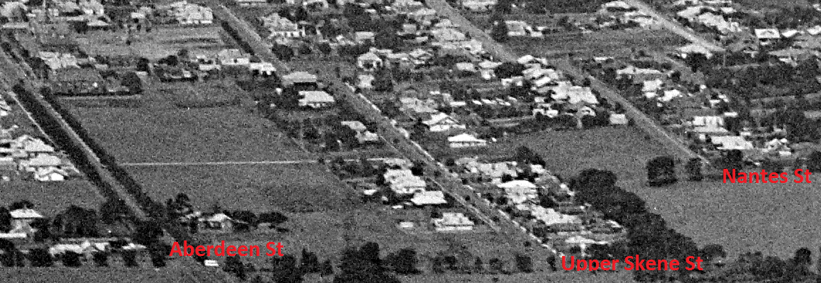 Figure 12: Aerial showing Upper Skene Street view from the north-west, 1934. Source: C. Pratt, La Trobe Picture collection, State Library of Victoria, H91.160/635.