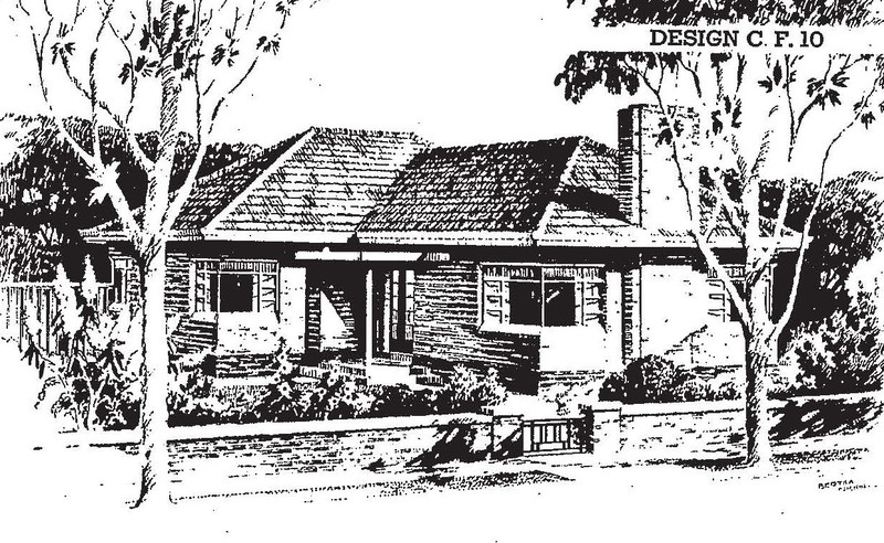 'Design C.F.10' in Designs for Homes under Credit Foncier, Loan Conditions, State Savings Bank of Victoria, Jan 1940.