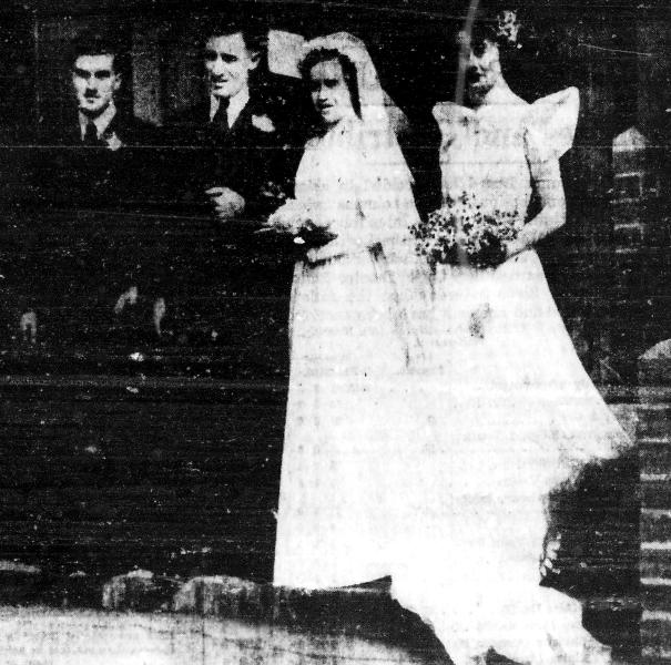 Figure 4: Marriage of Robert Campbell &amp; Joan Anderson, 1941. The groomsman was Jack Anderson (brother of R.C. Anderson) and the bridesmaid was Miss Noel Craddock (sister of Joan Anderson). Source: Geelong Advertiser, 2 April 1941