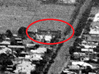 Figure 4: Aerial view of Geelong showing the Great Western Hotel (circled), March 1936. Source: C. Pratt, La Trobe Picture collection, State Library of Victoria, H91.160/826.