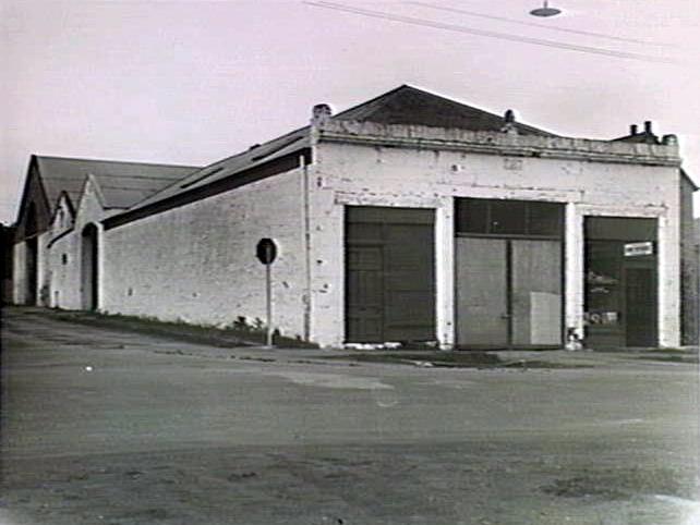 Figure 5: Walker's Sunbeam omnibus stables, store and shops, Shannon Avenue, 28 June 1941. Source: Fox, La Trobe Picture collection, State Library of Victoria, image b51544.