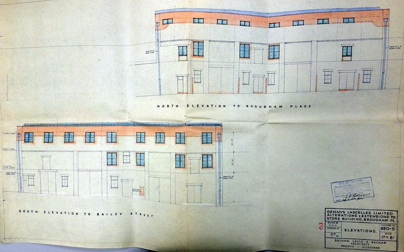 Fig 11. Buchan Laird &amp; Buchan, Elevation drawings, proposed additions to Dennys Lascelles Ltd, 4 May 1953.