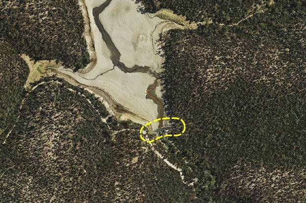 Aerial photo of the location of the Lower Stony Creek Dam Wall