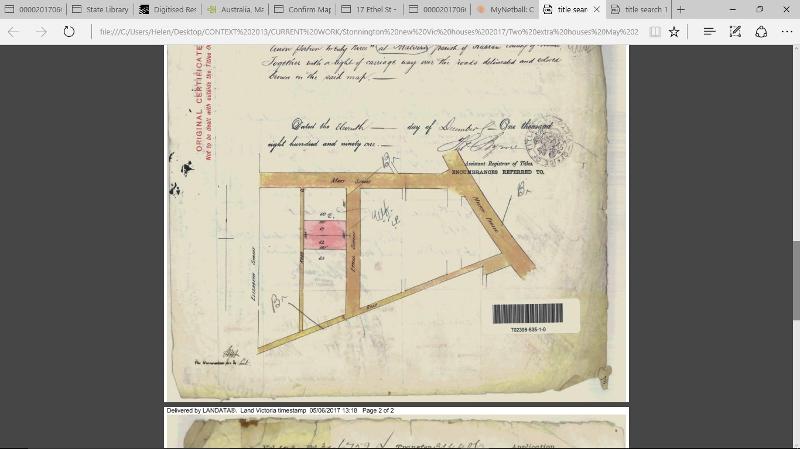 17 Ethel Street Figure 2 Sketch identifying land (in red) in Ethel Street purchased by James Urquhart in 1891 (C/T Fol. 2398, Vol. 535).jpg