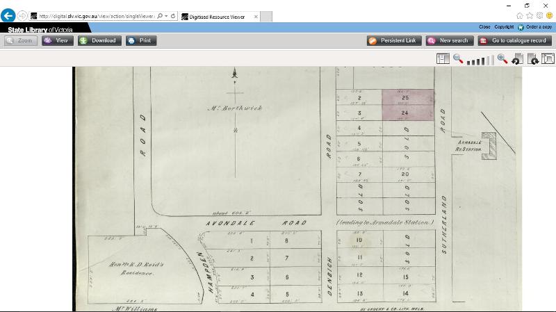 3 and 5 Avondale Road Figure 1 Plan of subdivision of Parts of Crown portions 52 and 51, City of Prahran at Armadale, c.1881, SLV.jpg