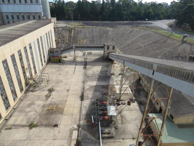 View east from the top of No.1 Briquette Factory looking at the conveyors and North West Corner Station.