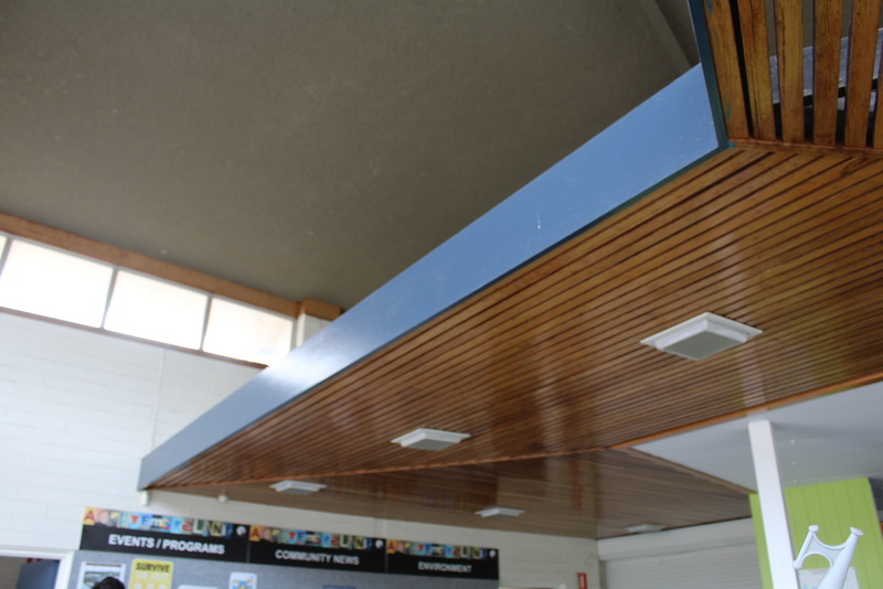 Interior of primary entrance building - timber panelling