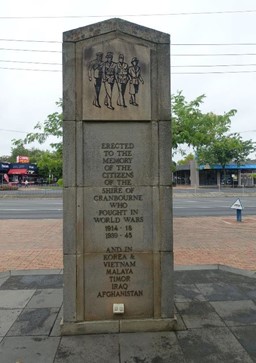 Cranbourne War Memorial rear face