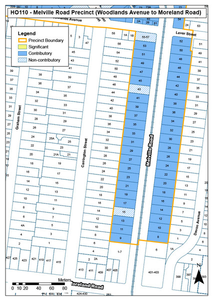 Melville Road Precinct (Woodlands Avenue to Moreland Road) Map