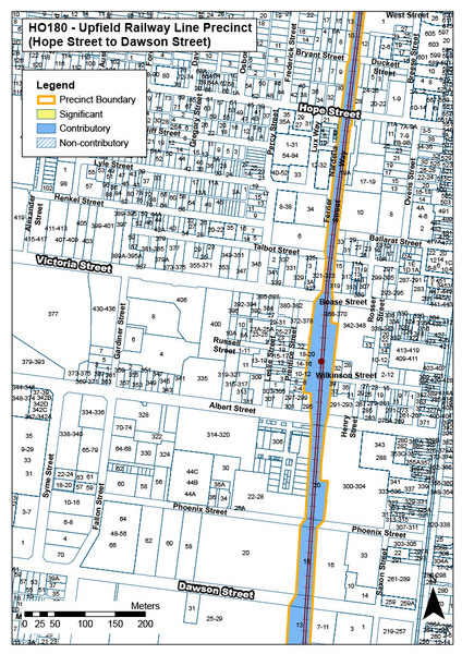 Upfield Railway Line Precinct 4 Map (Hope Street to Dawson Street)