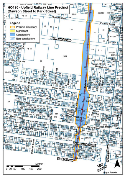 Upfield Railway Line Precinct 5 Map (Dawson Street to Park Street)